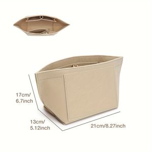 TEMU 여성 토트백용 펠트 삽입 정리함 1개, 휴대용 화장품 여행용 지갑, 캐주얼한 디자인, 부드럽고 매끄러운 펠트 재질, 여러 포켓으로 넉넉한 공간 제공, 튼튼한 메탈 지퍼 장착