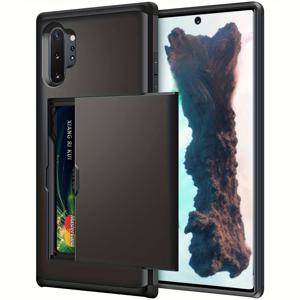 TEMU 폰 케이스: 갤럭시 노트 10 플러스 슬라이드 아머 지갑형 카드 슬롯 커버, 노트 10 플러스 노트10 10+ 펀다용 비즈니스 케이스