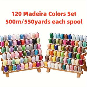 TEMU 120 마데이라 색상 폴리에스터 자수 실 키트 550Y(500m) 마데이라 및 로빈슨-안톤 색상과 유사, 홈 자수 및 재봉틀용 40 웨이트