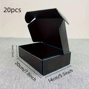 TEMU 20개 검정색 골판지 배송 상자, 소규모 우편 및 선물 품목 보관에 적합, 소규모 사업체 운송, 우편 및 포장에 이상적