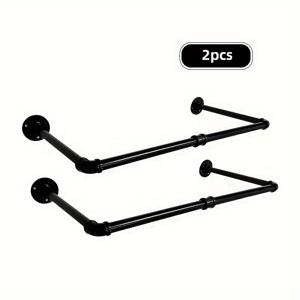 TEMU 산업 스타일 빈티지 철 파이프 벽걸이 옷걸이, 튼튼한 철제 옷걸이, 건조대