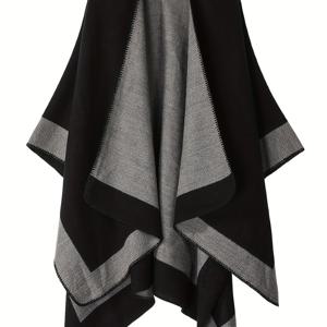 TEMU 플러스 사이즈 - 플러스 사이즈 - 플러스 사이즈 두꺼운 양면 페이크 캐시미어 컬러 블록 따뜻하고 스타일리시한 여성용 케이프 코트