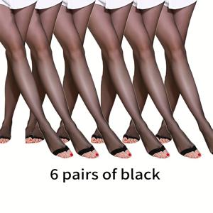 TEMU 6팩 블랙 얇은 여성용 안티스냅 여름 발가락 노출 팬티스타킹, 누드 스킨 감촉 뷰티 양말