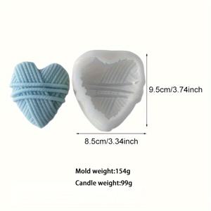 TEMU DIY 향초 및 수제 비누 만들기용 실리콘 하트 모양 몰드, 데이 테마의 불규칙한 실 디자인 핸드메이드 몰드