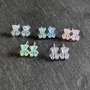 TEMU 민감한 귀를 위한 귀여운 곰돌이 귀걸이 10개 세트, 플라스틱 재질