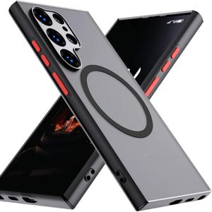 TEMU 매트 프로스트 자석 폰 케이스 삼성 갤럭시 S25 / S25+ / S25ultra S24ultra / S23ultra / S24FE / S24 S23 S22 S21 FE 하드 케이스 전체 랩 방탄 소프트 엣지 O형 차량 거치대 호환