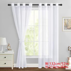 TEMU 2개 묶음 우아한 단색 반투명 커튼 | 거실, 침실, 사무실에 적합 - 부드럽고 얇은 아일랜드 모양 아일렛 상단, 홈 데코 향상