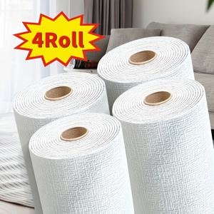 TEMU 4롤 3D 폼 벽지 스티커, 자가 접착식 두꺼운 벽 패널, 텍스처 디자인, 홈 리모델링 벽 스티커, 떼어내어 붙이는 방식, 청소 및 절단 용이, 거실, 주방, 침실, 기숙사, 사무실 장식에 적합