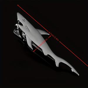 TEMU 남성용 재미있는 타이 클립 블랙 샤크 스타일 구리 소재 아버지의 날 남성 선물 젊은이용 패셔너블 실버 장식 귀여운 클립