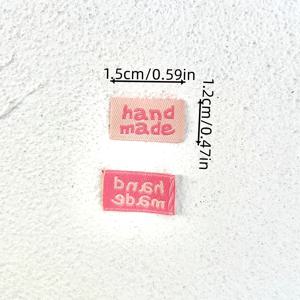 TEMU 100개 세탁 가능한 재봉 패브릭 라벨, 핑크색, 발렌타인데이용, 태그 및 추가