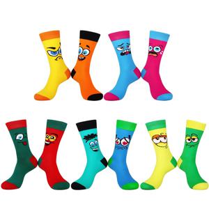 TEMU 5켤레 묵직한 발목 양말, 귀여운 캐릭터 표정 미드 튜브 양말, 재미있는 패션 니트 AB 스타일 커플 양말