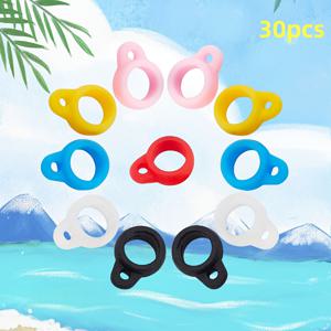 TEMU 분실 방지 볼펜 랜야드 보호 링 30개, 랜덤 혼합 6가지 색상 분실 방지 실리콘 링, 길이 조절식 목걸이 랜야드 교체용 펜던트, 펜형 기기용