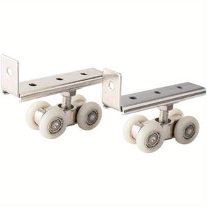 TEMU 볼 베어링 풀리 키트가 포함된 튼튼한 금속 레일 후크 2개입, 옷장, 옷장 및 창고 문에 적합