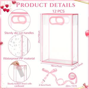 TEMU 선물 포장 봉투 12개 세트, 리본 1롤 포함, 사업 선물, 생일, 새해, 중요한 기념일, 밸런타인데이, 어머니의 날, 졸업 시즌, 결혼식 행사, 크리스마스 선물 가방, 결혼식, 감사 선물용으로 이상적