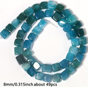 TEMU 천연 사각형 아파타이트 스톤 8mm 구슬 49개 루즈 스페이서 비즈, 주얼리 제작용 구슬 및 비즈 모음, 정교한 DIY 독특한 패션 팔찌 목걸이 귀걸이 공예 용품