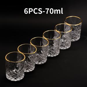 TEMU 미니 밀뿌리기 샷 글라스 6개 세트, 70ml 위스키 샷 컵, 골드 림으로 창의적으로 디자인, 보드카 및 테킬라에 적합, 레스토랑, 파티 및 바에 적합, 남자친구 및 아버지에게 훌륭한 선택