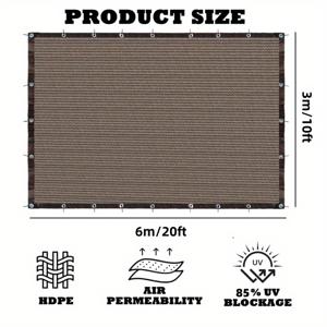 TEMU 1개 갈색 직사각형 차양 천 (10x20피트/3x6미터), 85% 차광율, HDPE 통기성 및 투과성, 야외 정원 수영장 테라스용 강화 가장자리