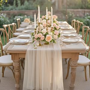 TEMU 발리 레이스 테이블 러너 1개, 스타일의 로맨틱한 롱 레이스 테이블보, 웨딩 연회, 신부 선물, 베이비 샤워, 휴일 기념 행사, 추수감사절, 생일 파티, 식탁, 레스토랑 장식에 적합