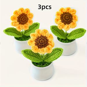 TEMU 매혹적인 손으로 짠 화분 3개, 크리스마스와 겨울의 분위기를 완벽하게 돋보이게하는 편안한 질감