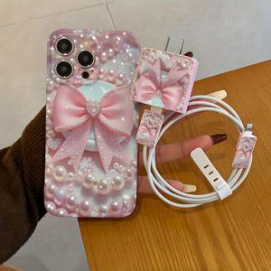 TEMU 폰 케이스: 5개 세트: 눈길을 사로잡는 골든 프린트 폰 케이스 + 충전기 헤드 커버 + 케이블 보호대 + 보관 스트랩, TPU 충격 방지 케이스, 아이폰 6/7/8/X/Xs/XR/XS Max/11/12/13/14/15/16 Pro Max 호환