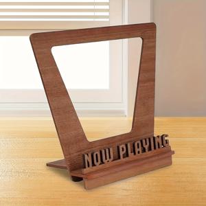 TEMU 1개 현재 재생 중 나무 레코드 랙 - 빈티지 나무 앨범 디스플레이 스탠드 | 스타일리시한 바이닐 레코드 랙, 클래식 LP 보관 추가, 음악 애호가 및 수집가를 위한 창의적인 아이템