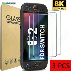 TEMU 3pcs 냉각 유리 스크린 프로텍터, 닌텐도 스위치 2 (2025 모델), HD 클리어 방수, 투명 8인치 디스플레이 가드, 향상된 게임 경험을 위한 거친 마감, 내구성 있는 스크린 커버