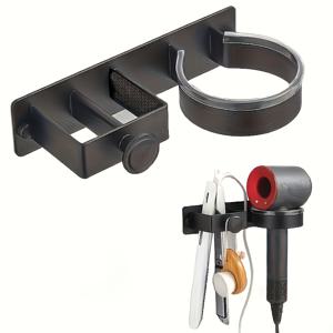 TEMU 벽걸이 헤어 스타일링 도구 정리대, 무드릴 욕실 수납 선반, 헤어 드라이어, 스트레이트너, 컬링 아이언 적합, 가벼운 무게 ≤300g 헤어 액세서리 홀더 타월 후크 포함, 모든 헤어 타입 적합, 90개 지역 사용 가능