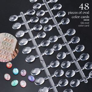 TEMU 48개 오벌 네일 폴리쉬 컬러 보드 디스플레이 컬러 카드 아크릴 투명 네일 폴리쉬 컬러 팔레트 네일 살롱 연습용 카드 네일 도구, 무취