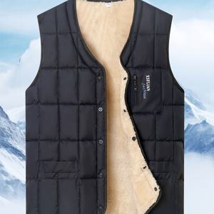 TEMU 남성용 가을/겨울 플리스 조끼 | 편안하고 따뜻하며 다용도한 V넥 디자인, 실용적인 포켓, 섬유