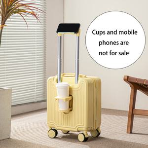 TEMU 신선하고 심플한 하드쉘 스피너 1개, 14인치 트롤리 케이스, 경량 여행 캐리어, 휴대폰 홀더 및 컵홀더가 있는 다기능 기내용 가방