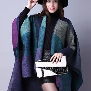 TEMU 플러스 사이즈 - 플러스 사이즈 - 플러스 사이즈 패셔너블 영국 레트로 귀족 체크 무늬 숄, 두꺼운 따뜻한 여성용 케이프 코트