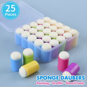 TEMU 25개 스펀지 도버 세트 (보관 케이스 포함) - 잉크, 분필, 페인트 도포에 이상적 - 스텐실링 및 디테일 효과에 완벽, 아트 도구