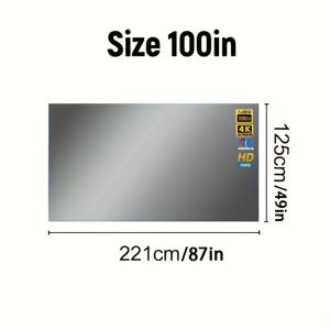 TEMU 휴대용 프로젝션 스크린 16:9 4K 반사 패브릭 스크린 1LCD 시리즈 홈 프로젝터용 펀치프리 프로젝터 스크린, 80/100/120인치