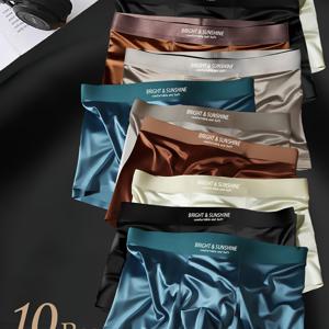 TEMU 10개 랜덤 남성용 드로즈, 부드럽고 가벼운 원단, 시원하고 통기성 좋은 아이스 섬유 소재, 트렌디한 단색 여름