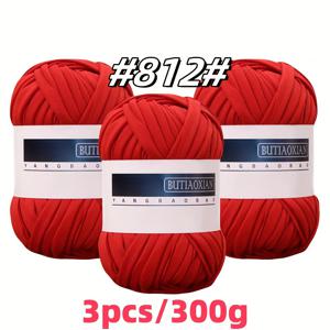 TEMU 3개 세트 300G 천 스트립 얀, 밝은 색상, 부드러운 손감, 신발, 쿠션, 가방, 수납 바구니, 베개 등에 적합한 크로셰
