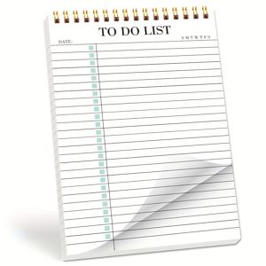 TEMU 할 일 목록 메모장, 무일자 데일리 플래너 메모장, 할 일 목록 노트북 체크리스트 플래너, 사무용품용 스파이럴 커버 메모장, 학교 플래너, 52매, 5.71