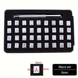 TEMU 9/36개 세트 숫자 및 문자 스탬프 키트 (A-Z & 0-8 + 별 모양), 금속, 플라스틱, 나무 및 가죽에 인쇄용. 전문가용 고탄성 CR-V 스틸로 제작되어 아름다운 선물이 됩니다.