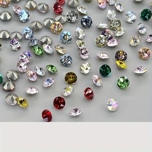 TEMU 50개 반짝이는 라인스톤, 시월-페이셋 라운드 드릴 포인트 바텀 33 컷 표면, 아이스-투명 네일 데코 액세서리, 주얼리 네일 아트 폰 케이스 제작용