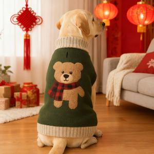 TEMU 클래식 강아지 크리스마스 스웨터 애견 풀오버 점퍼 고양이 의류 겨울 강아지 후드 티셔츠 따뜻한 강아지 스웨트셔츠 강아지 옷 남아 여아 코트 의류 강아지 고양이 의상