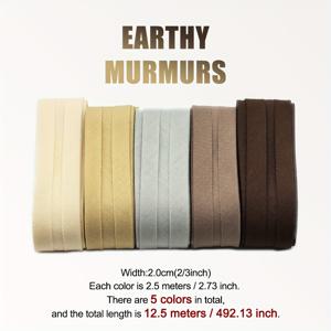 TEMU 매트 斜裁 바인딩 테이프 5야드 롤, 폭 2/3인치, 총 길이 13.6야드, 의류 및 홈텍스타일 밑단 재봉용 스트립, 멀티 컬러 파이핑 테이프, 핸드메이드 DIY 의류 액세서리