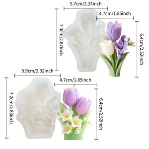 TEMU 2개 세트 로맨틱 튤립 캔들 실리콘 몰드, 신선하고 자연스러운 스타일의 플로럴 캔들 몰드, 핸드메이드 아로마테라피 캔들/에센셜 오일 비누, 홈 데코, 다양한 플로럴 디자인, 쉬운 탈형 및 내구성, 거실, 서재에서 로맨틱한 분위기 조성에 적합, 선물, 집들이, 휴일에 이상적, 플로럴 패턴 몰드, 창의적인 열정가를 위한 DIY 크래프팅 필수품