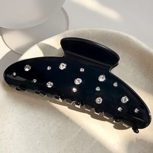 TEMU 1개 보페이아 라인스톤 장식 상어지느러미 머리핀 - 우아한 포니테일, 업스타일, 웨딩, 프롬용 - 머리집게, 오벌 라인스톤 헤어핀