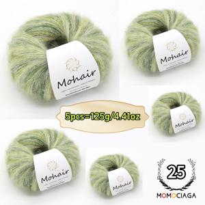 TEMU 모모시아가 핸드염색 모헤어 실 5롤 - 옴브레 그라데이션 컬러 크로셰 실, 부드러운 모헤어 소재로 스웨터, 쇼울, 모자, 스카프, DIY 공예에 적합, 컬러 체인징 실