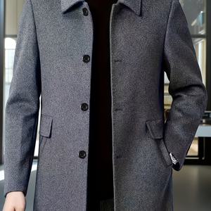 TEMU 2025년 미국 스타일 남성용 캐주얼 클래식 다용도 단색 트렌치 코트, 양면 포켓, 간편한 디자인, 스타일리시한 아빠룩, 주름 방지, 간편한 관리, 싱글 브레스트 라이트 럭셔리