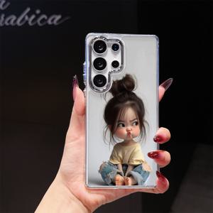 TEMU 휴대폰 케이스 - 입술을 삐죽이 떨리는 여학생이 특징인 귀여운 휴대폰 케이스. 갤럭시 S25/S22 플러스/S24/S23 Fe/S20/A55/A54/A34/노트20 울트라에 적합하게 디자인되었습니다. 남녀 모두에게 적합한 전기 도금 카메라 컷아웃이 있으며, 부드러운 TPU로 제작되었습니다.