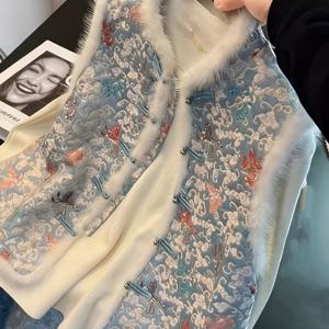 TEMU 새로운 중국 스타일 가을/겨울 컬렉션, 캐주얼 헤비 자수 탑 및 조끼