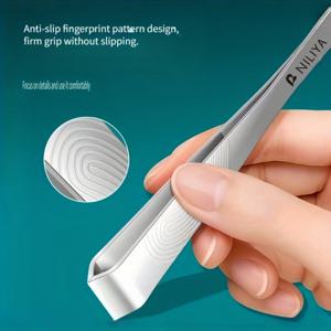 TEMU NILIYA 브랜드 고정밀 핏 스테인리스 스틸 핑거그립 핀셋 1개, 넓은 팁 제모 겸용 집게, 남성용 수염 핀셋, 정교한 솜씨, 강력한 집게 힘