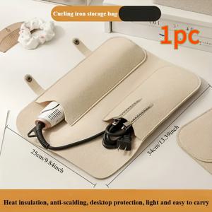 TEMU 헤어 스타일링 보관 파우치 1개 - 듀얼 포켓 디자인의 여행용 정리함, 튼튼한 원단으로 제작, 컬링 아이롱, 스트레이트너, 납작 빗, 헤어 드라이어 보관에 적합, 14일 휴가에 완벽