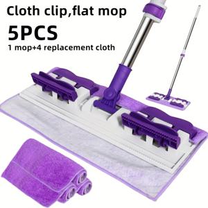 TEMU 이 세트에는 5개의 아이템이 포함되어 있습니다: 1개의 걸레와 4개의 추가 천, 360도 회전하는 평면 걸레 헤드가 특징이며, 거실, 침실, 주방, 욕실 및 실외 지역 청소에 이상적입니다.