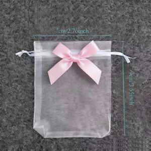 TEMU 30개 리본 보우 튤 & 오간자 끈 달린 선물 가방 - 크리스마스/할로윈 장식, 웨딩 주얼리 포장 | 혼합 색상 (핑크/퍼플/블랙/그린/화이트) 시스루 파우치